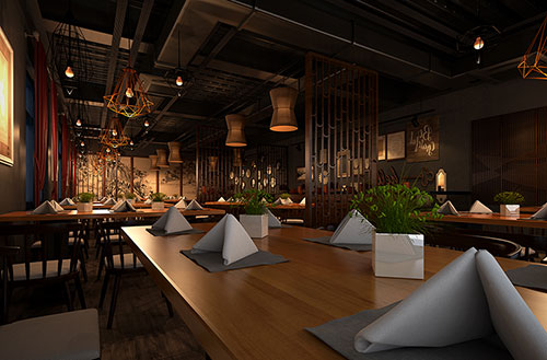 屯昌简约大气中式风格餐厅设计装修效果图